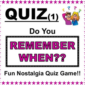 Do You REMEMBER WHEN (1) Pub Quiz Trivia Game Table Fun - 20 Spielerbögen - 20 Fragen - 3 Tiebreaker - Familien/Freunde/Zoom