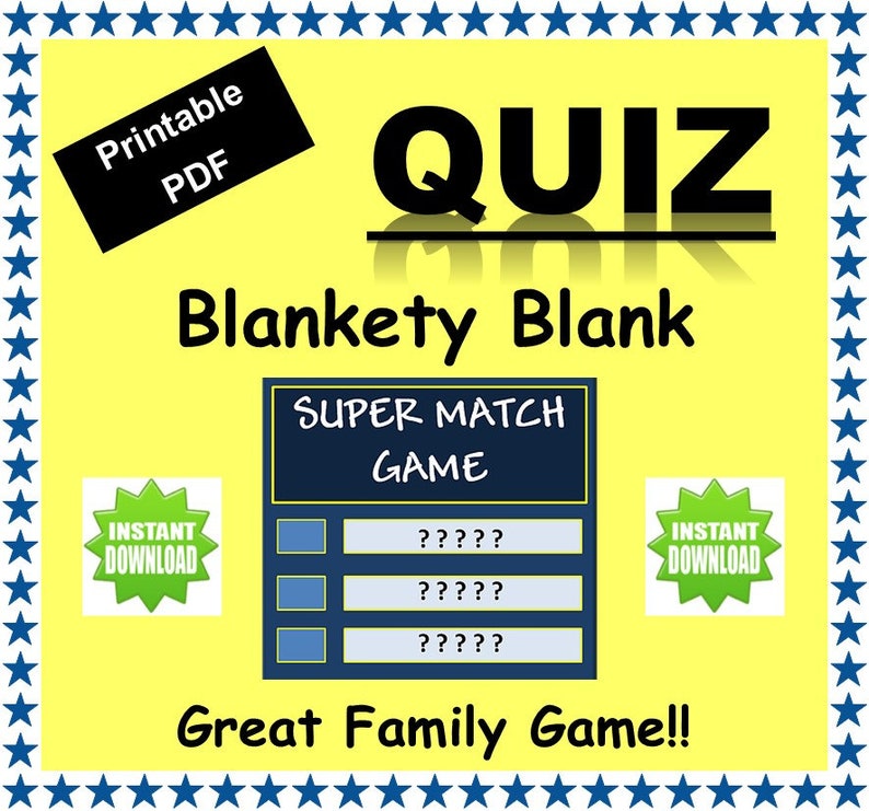 Instant Download Printable PDF BLANKETY BLANK Super Match Game Etsy UK