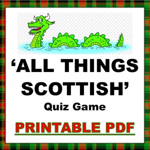 PDF stampabile TUTTE LE COSE SCOZZESI A Tema Pub Quiz Trivia Gioco A5 Giocatori Fogli 3 x Tiebreakers A5 Certificato dei Vincitori