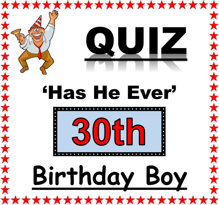 30. Geburtstag Junge 'HAS HE EVER' Spiel Spaß | Etsy