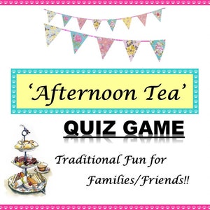 AFTERNOON TEA Themed Quiz Trivia Game 20 x A5 Sheets 3 x Tiebreakers 1 x Free A5 Winners Certificate