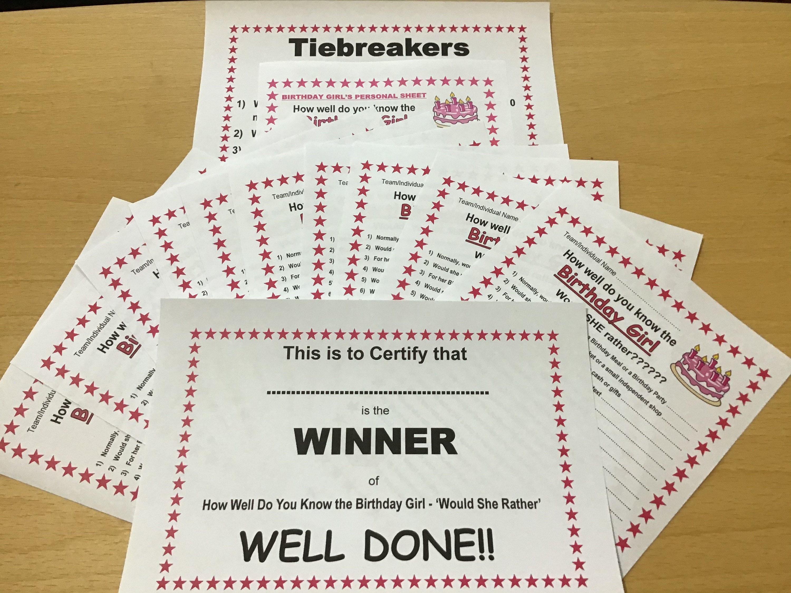 BIRTHDAY GIRL Feier Aktivität Pack Quiz Wie gut wissen | Etsy