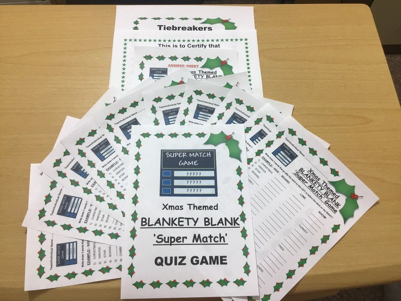 Xmas Themed BLANKETY BLANK Super Match Game up to 20 Players Etsy UK