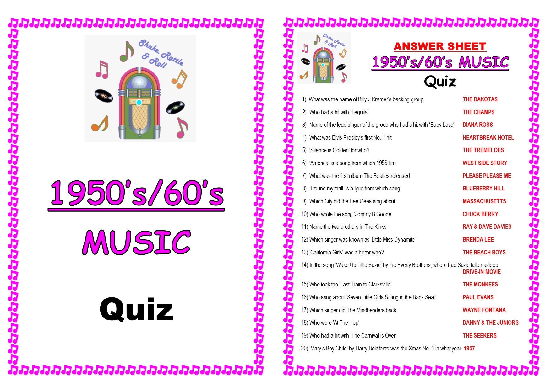 Instant Download Printable PDF 1950 s 60 s MUSIC Trivia Quiz Game music-trivia-quiz-100-fun-questions-and-answers-for-all-ages