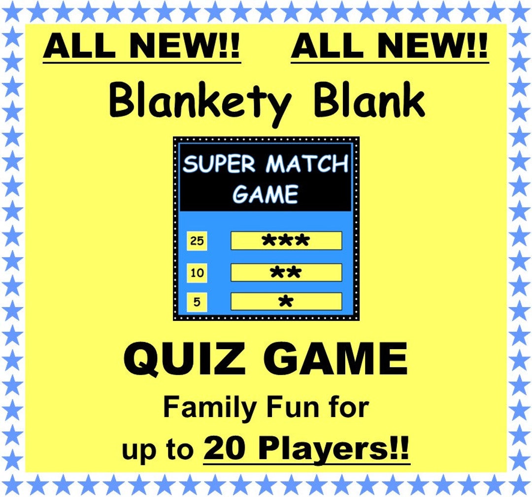 All New BLANKETY BLANK 'super Match' Game Table Etsy UK