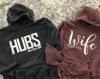 Husband and Wife SET-sweatshirts-FREE Shipping-wedding-anniversary-couples-his-hers-hubs & wife-hubby and wifey-matching-ships FAST