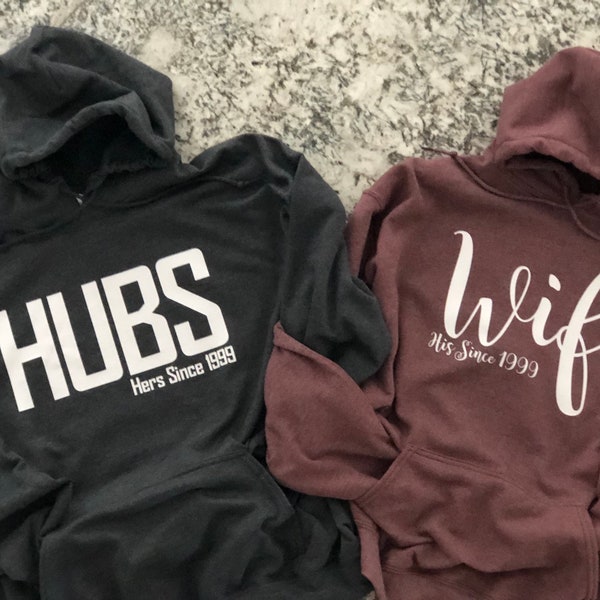 Husband and Wife Embroidered Sweatshirts Etsy