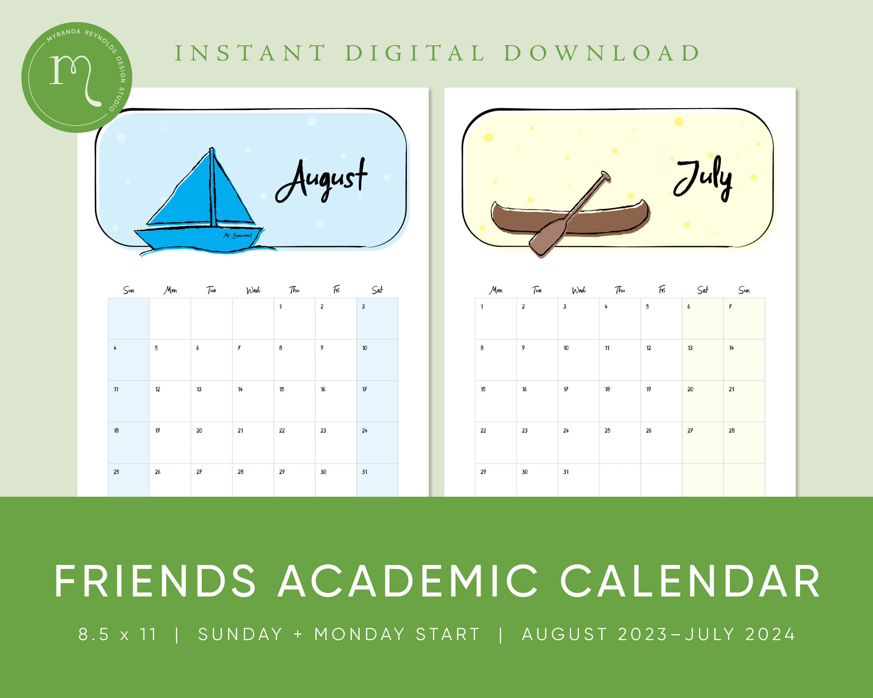 20232024 Printable 8.5 X 11 Friends School Calendar, Friends TV Show