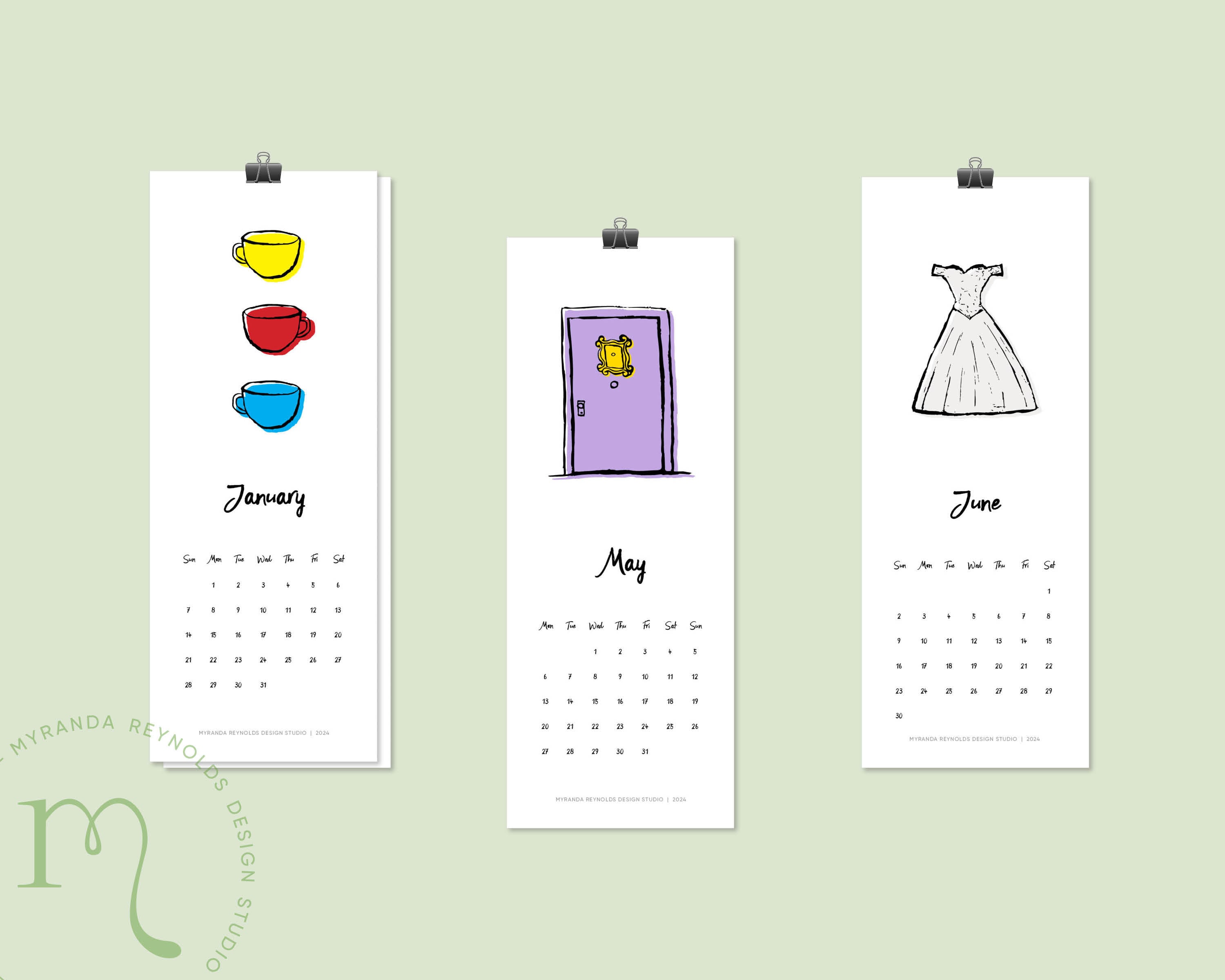 2024 Printable Friends Monthly Calendar, Friends TV Show Calendar, 4.25 ...