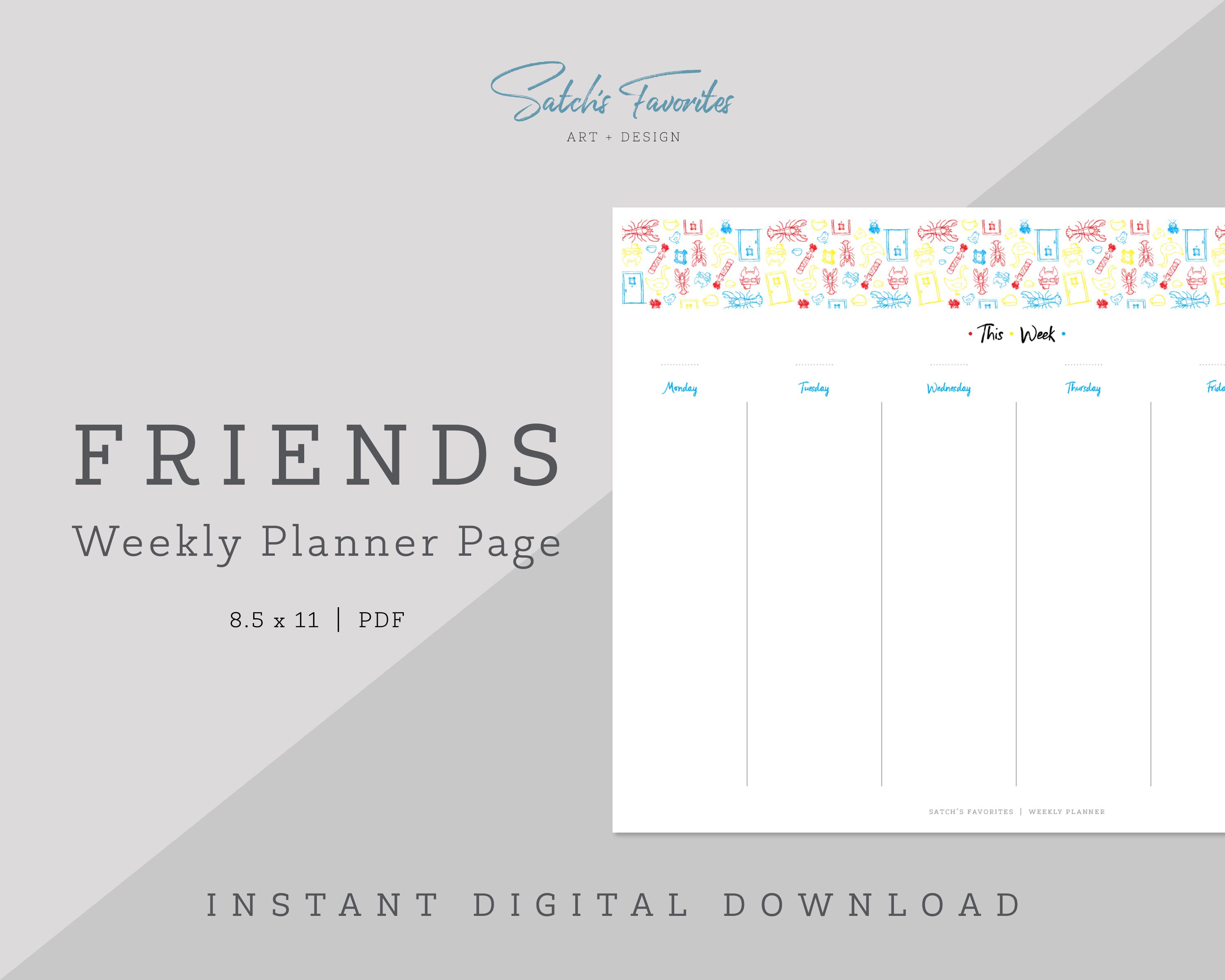 Printable Friends Weekly Planner Page Friends TV Show Etsy