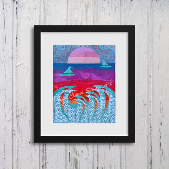 Evening Sail: Fine Art Giclee Print of Original Mixed Media Artwork