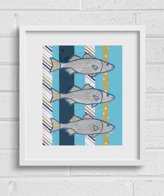 3 Little Rockfish: Fine Art Giclee Print of Original Mixed Media Artwork