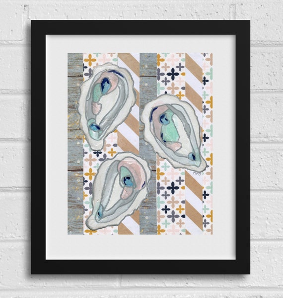 Oyster Stripes: Fine Art Giclee Print of Original Mixed Media Artwork