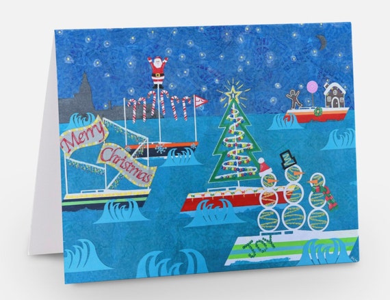 Notecard: Joyous and Merry Sailings (Blank Inside)