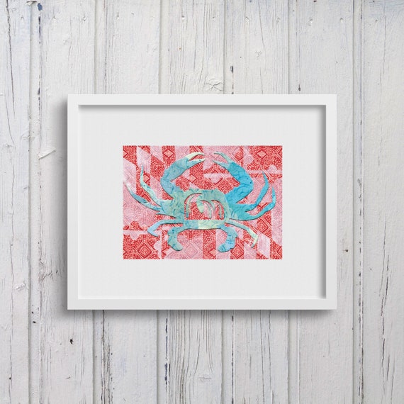 Blue Crab (blue): Fine Art Giclee Print of Original Mixed Media Artwork