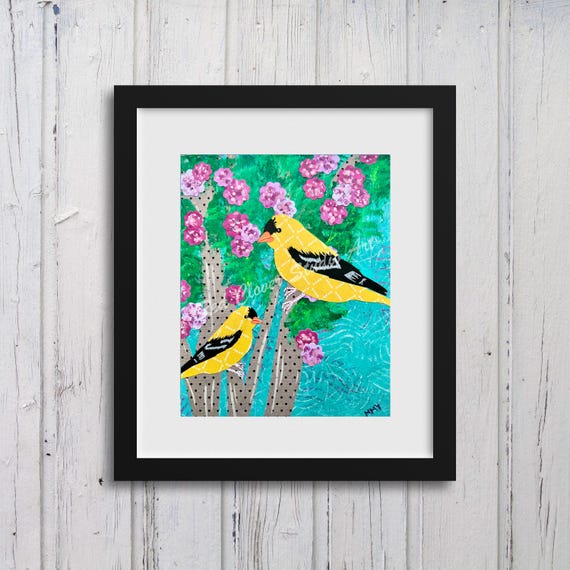 Goldfinch: Fine Art Giclee Print of Original Mixed Media Artwork