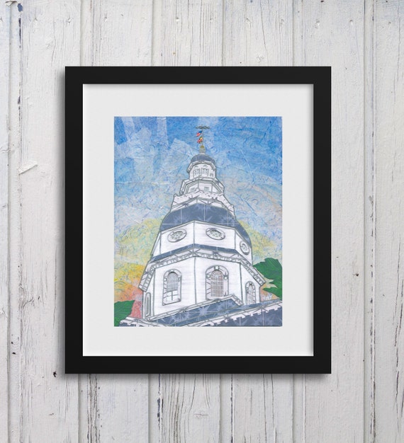 MD State House: Fine Art Giclee Print of Original Mixed Media Artwork