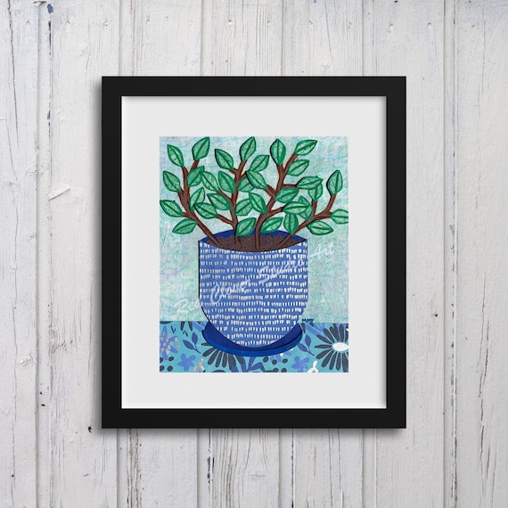 House Plant: Fine Art Giclee Print of Original Mixed Media Artwork