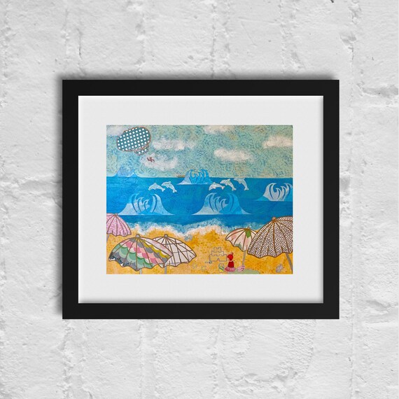 Reilly's Beach: Fine Art Giclee Print of Original Mixed Media Artwork