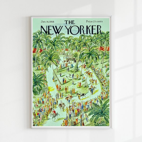 The New Yorker Magazine Cover Published January 18, 1958 | Digital Print of New Yorker | Tropical Print | Palm Beach Print |