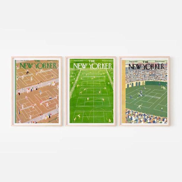 The New Yorker Magazine Tennis Covers | Three New Yorker Magazine Covers Bundle | Tennis Print | Print Bundle | Vintage Tennis Cover