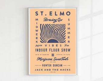 St. Elmo Brewing Co Print | Beach Print | Surf Print | Vintage Beach Poster Print