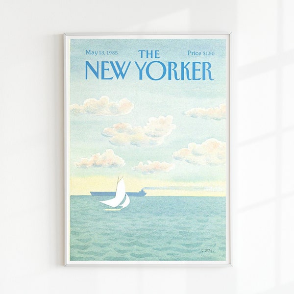 Impression vintage de la couverture du magazine « The New Yorker » publiée le 13 mai 1985 | Impression format lettre US | Poster de voile de la Nouvelle-Angleterre