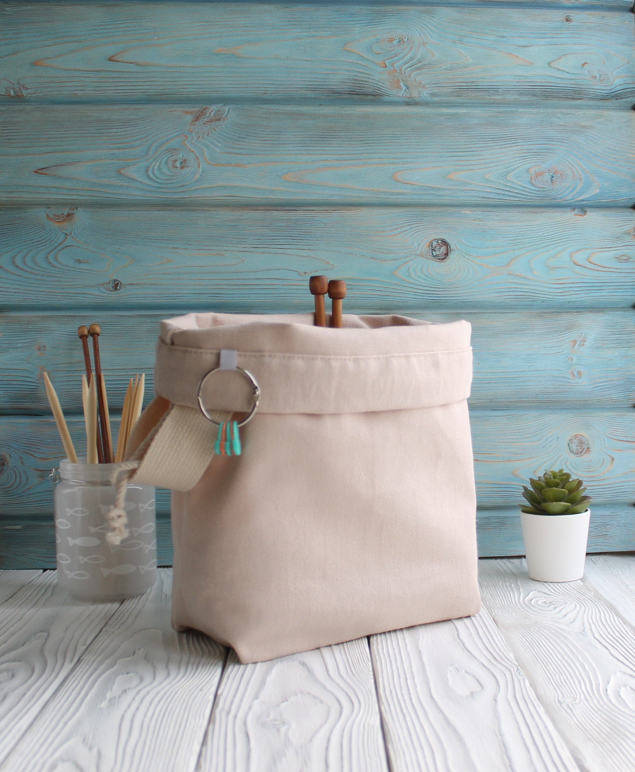 Canvas Project Bag for Knitting Crochet drawstring knitting Etsy