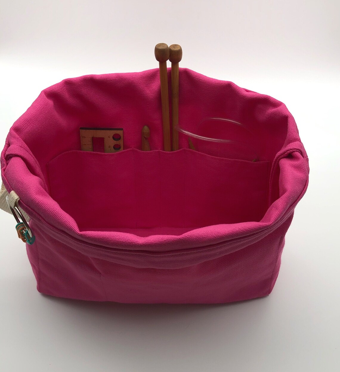 Canvas Knitting Project Bag drawstring projectbag Drawstring Etsy