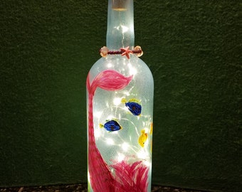 Rose the Mermaid Wine Bottle Lamp