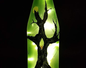 Glow in the Dark Haunted Tree Bottle Lamp