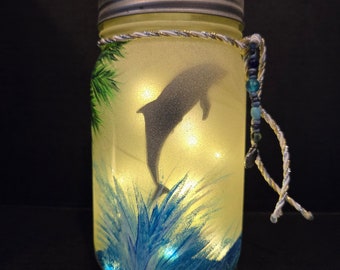 Dancing Dolphin Mason Jar Lantern