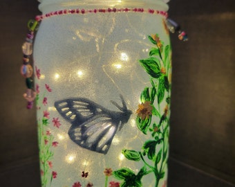 Butterfly Garden Mason Jar Lantern