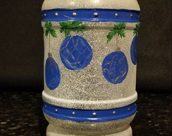 Blue and Silver Christmas Bottle Lamp