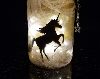 Golden Unicorn Mason Jar Lantern