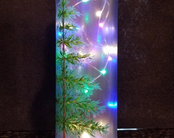 Evergreen Tree Wine Bottle Lamp