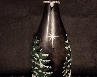 Snowy Christmas Eve Bottle Lamp