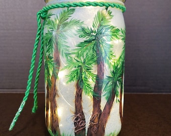 Palm Tree Mason Jar Lantern