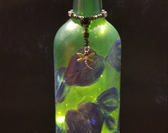 Frosted Leaves Wine Bottle Lamp
