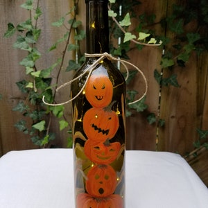 Jack-o-Lantern Wine Bottle Lamp