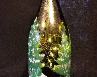 Winter Evergreen Wine Bottle Lamp