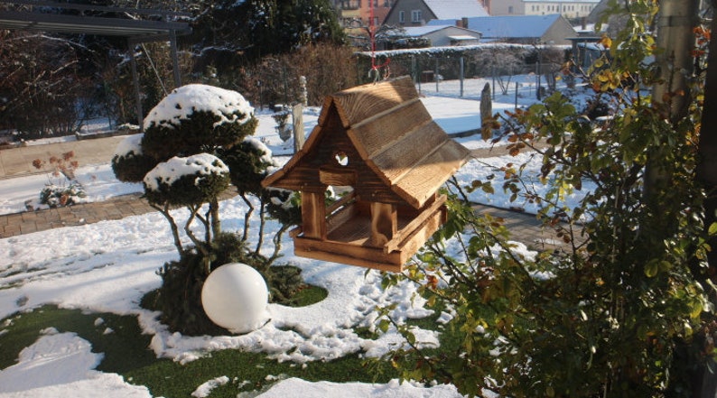 Vogelhaus Vogelfutterhaus Futterspender Vogelhäuschen Futterhaus Futterhäuschen Birke Handarbeit zdjęcie 8