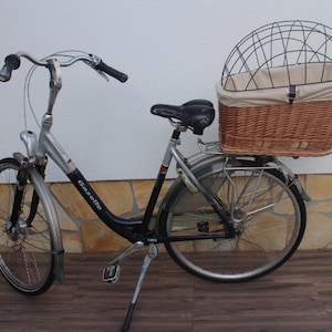 Cestino da bici per cani per portapacchi XXL 60 cm con rivestimento interno in tessuto e griglia, cestino da trasporto per cani, cestino da bicicletta, cestino portapacchi, cestino per la spesa