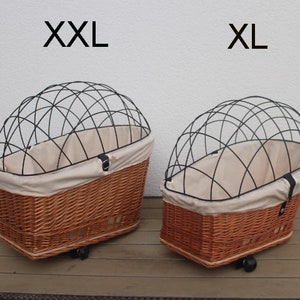 Hundefahrradkorb für Gepäckträger XXL oder XL mit Stoffbezug innen und Gitter Hundetransportkorb Fahrradkorb Gepäckträgerkorb Einkaufskorb
