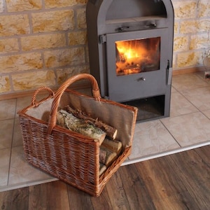 Fireplace basket with jute firewood basket XXL firewood fireplace wood basket willow wicker basket storage basket firewood basket firewood bag