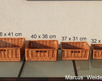 Storage baskets in 4 different sizes. Handmade from willow. Storage box, cupboard basket, shelf basket, wardrobe basket, gift basket.