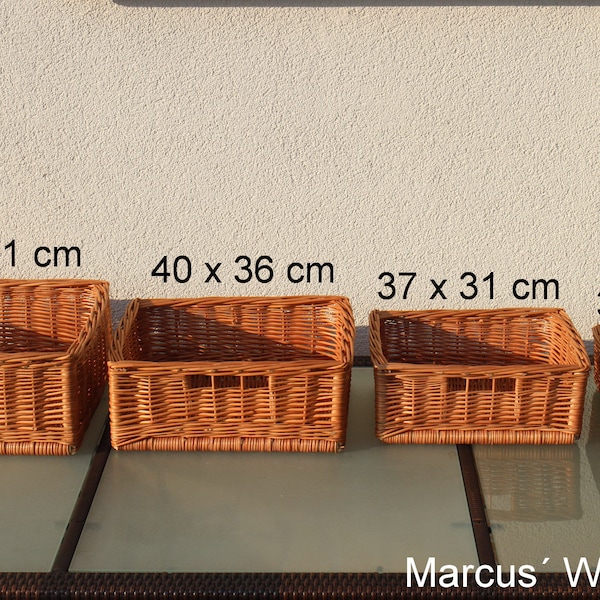 Cestini portaoggetti in 4 diverse dimensioni Realizzati a mano in salice, contenitori per armadi, cestini per scaffali, cestini per armadi, cestini regalo