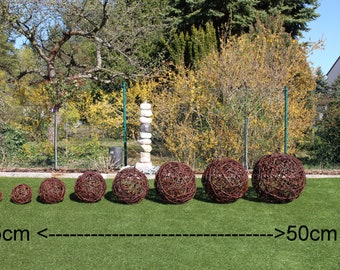 Bolas de vime em 8 tamanhos diferentes (15-50 cm). Bola de vime decorativa. Bola de vime. Bolas decorativas para jardim.