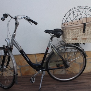 Hundefahrradkorb für Gepäckträger XXL 60cm mit Stoffbezug innen und Gitter Hundetransportkorb Fahrradkorb Gepäckträgerkorb Einkaufskorb