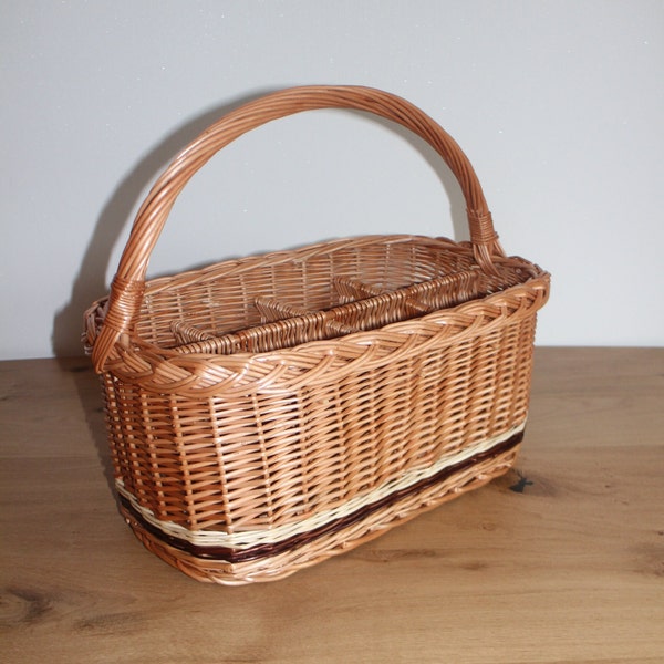 Bottle basket for 8 bottles made of willow Wicker basket Willow basket Bottle carrier Shopping basket Handmade